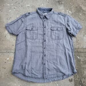 Angelo Litrico Shirt Size XL Gray Slim Fit Short Sleeve Button Up Preppy Y2K